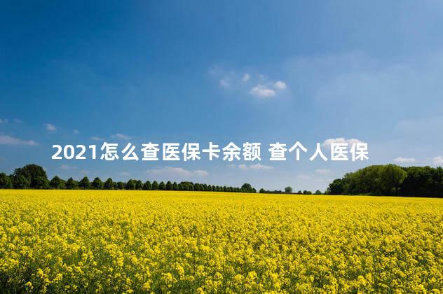 2021怎么查医保卡余额 查个人医保卡余额查询